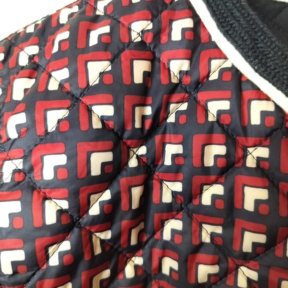 Talbots Reversible Jacket Red Navy Geometric Zip … - image 7